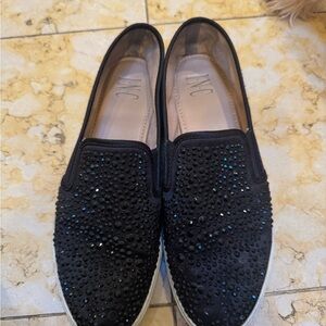 INC Black Studded Slip-On Sneakers